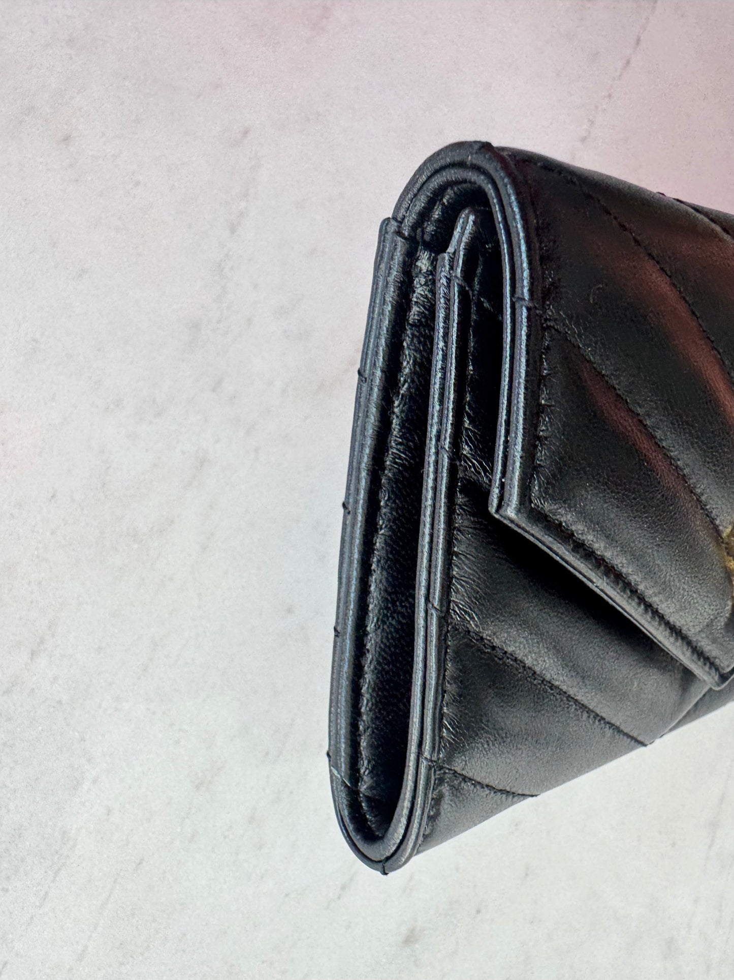 Saint Laurent Small Cassandre leather wallet, Black