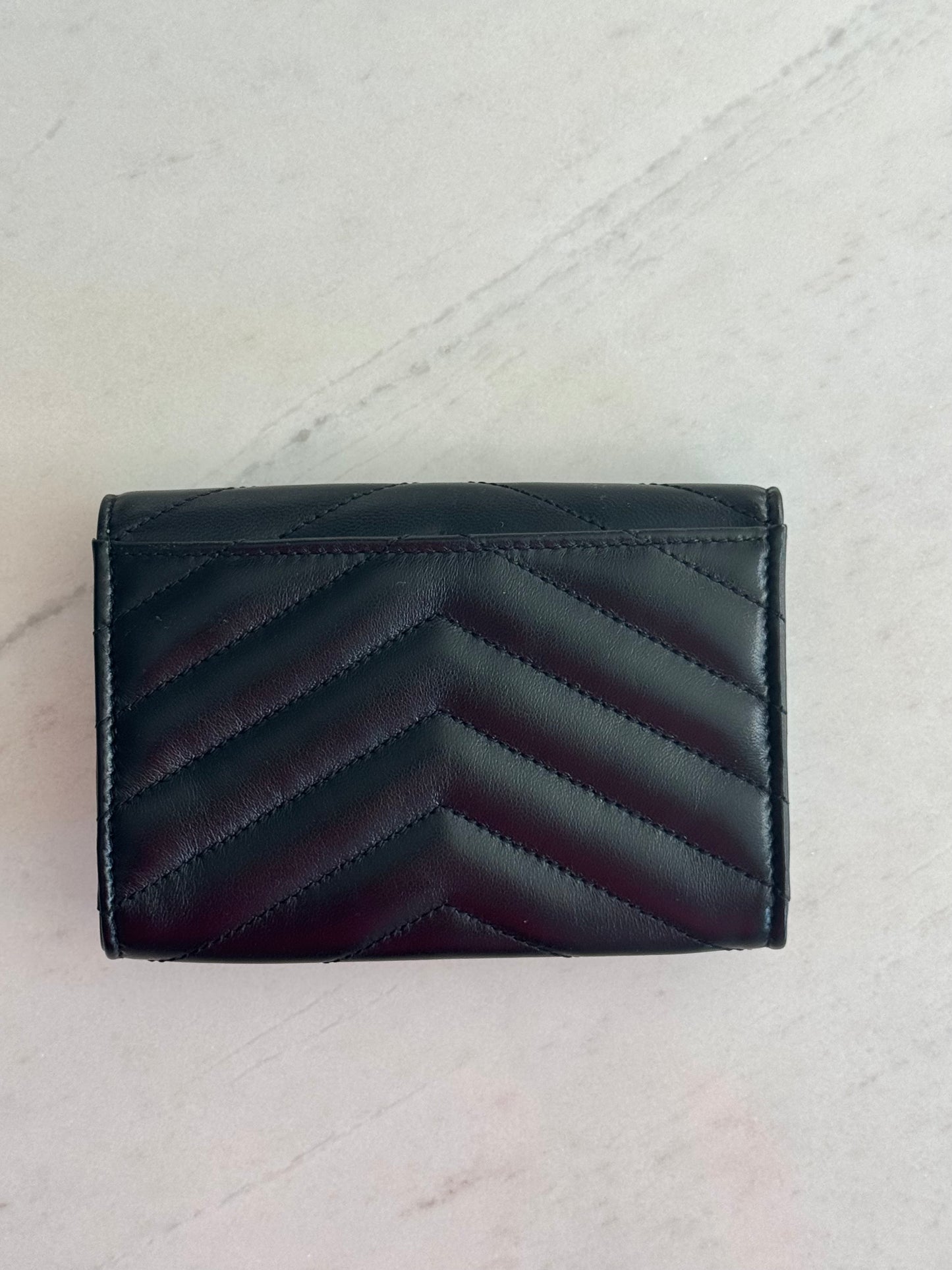 Saint Laurent Small Cassandre leather wallet, Black