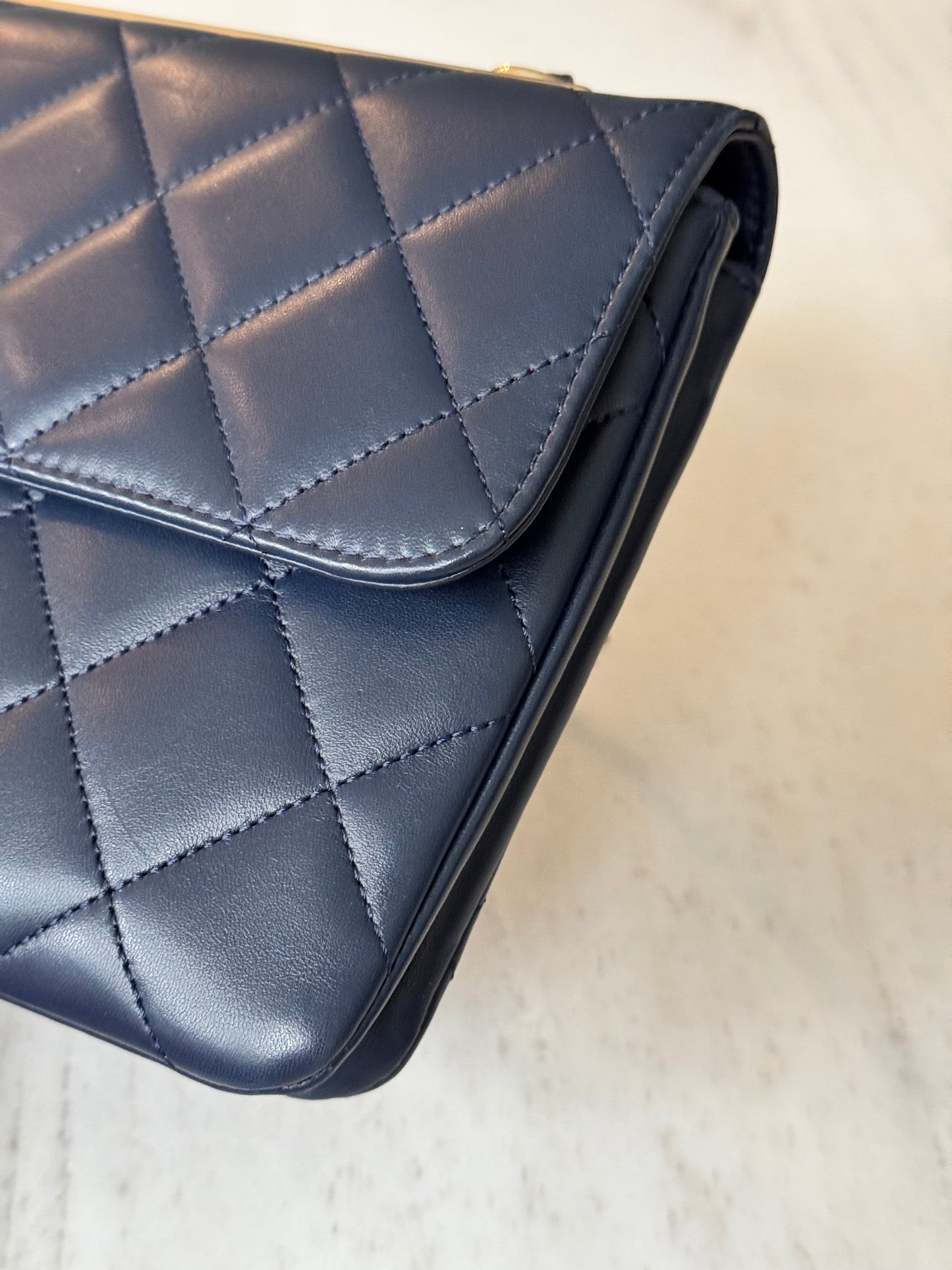 Chanel Lambskin Quilted Medium Trendy CC Flap Navy
