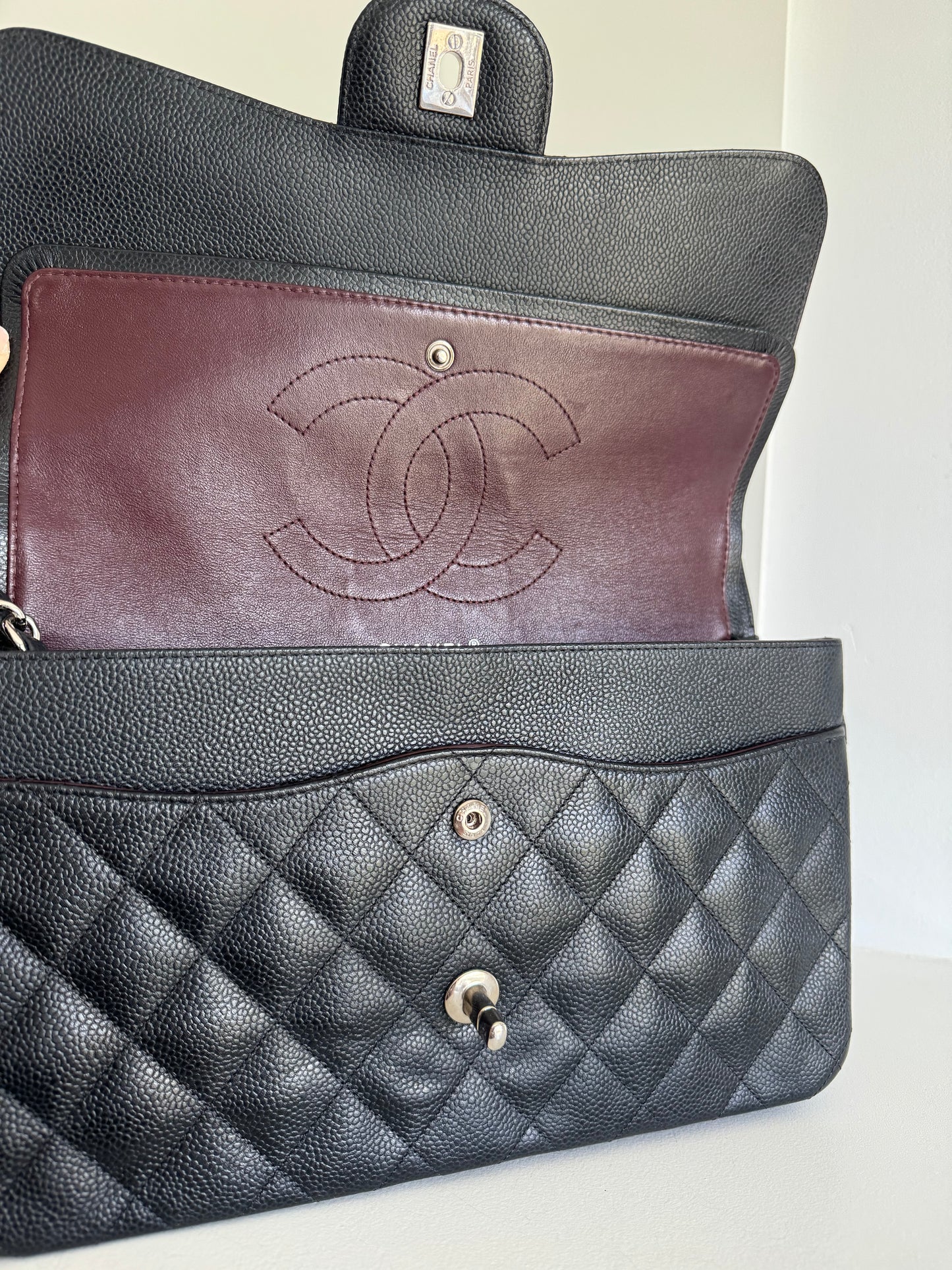 Chanel jumbo caviar double flap bag