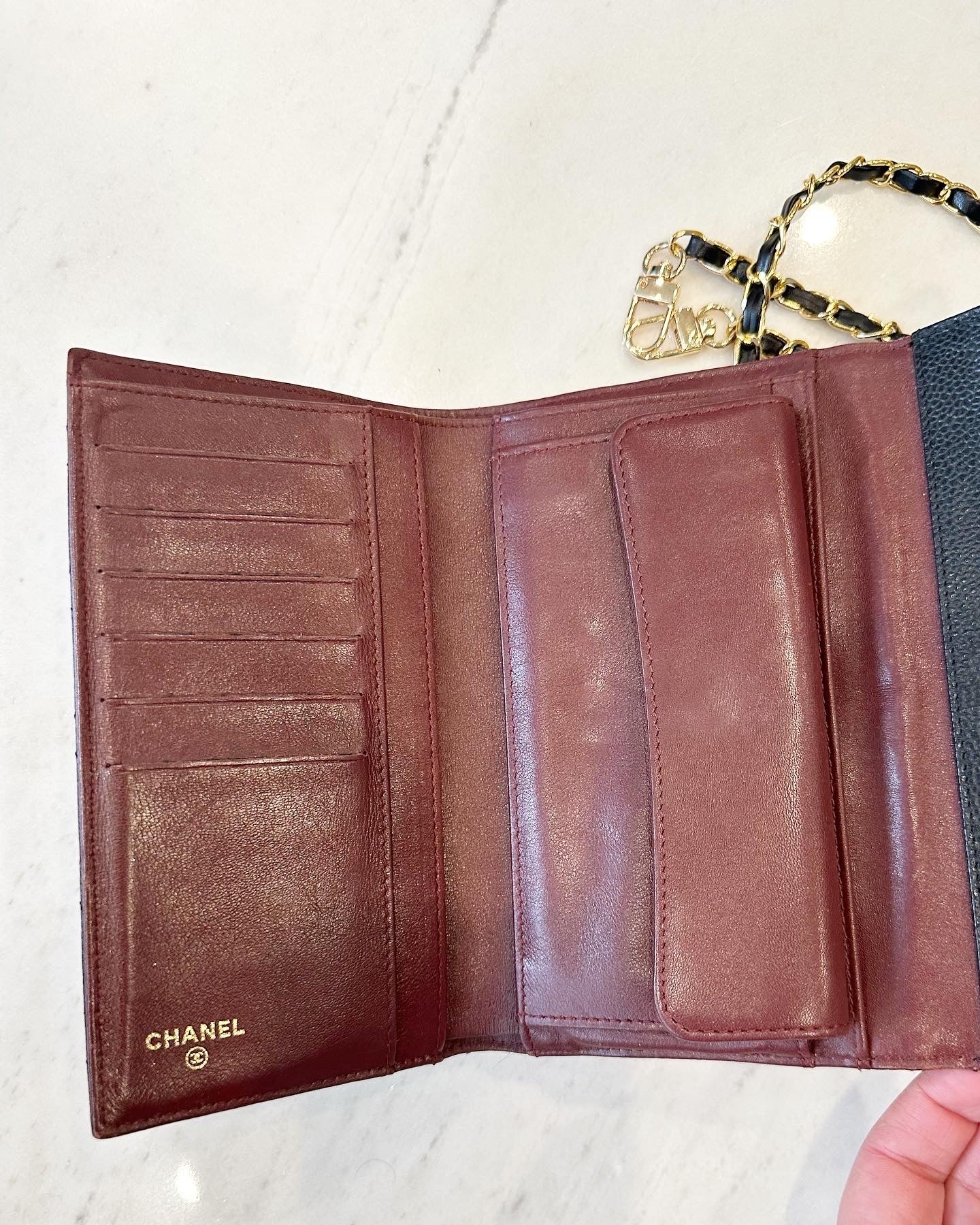 Chanel long wallet with generic chain