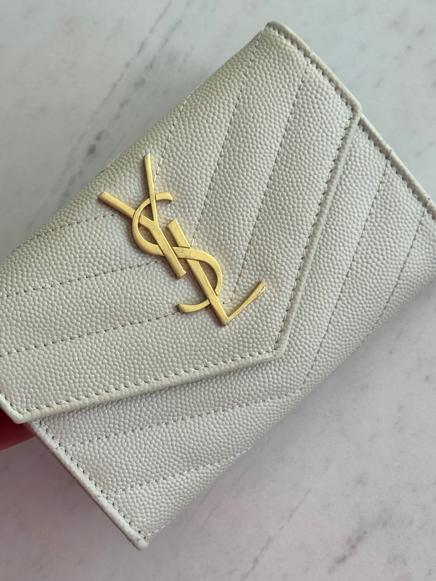 Saint Laurent Grain De Poudre Matelasse Chevron Small Monogram Envelope Wallet