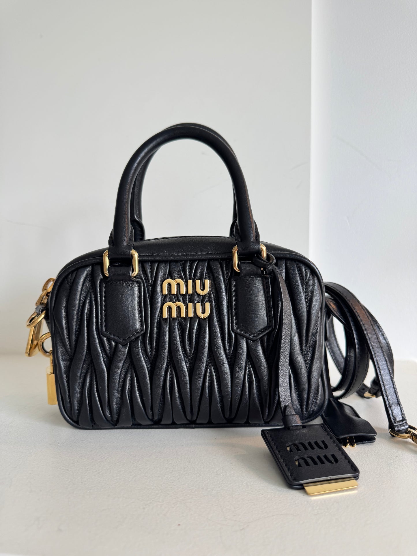 Miu Miu Nappa Matelasse Small Arcadie Black