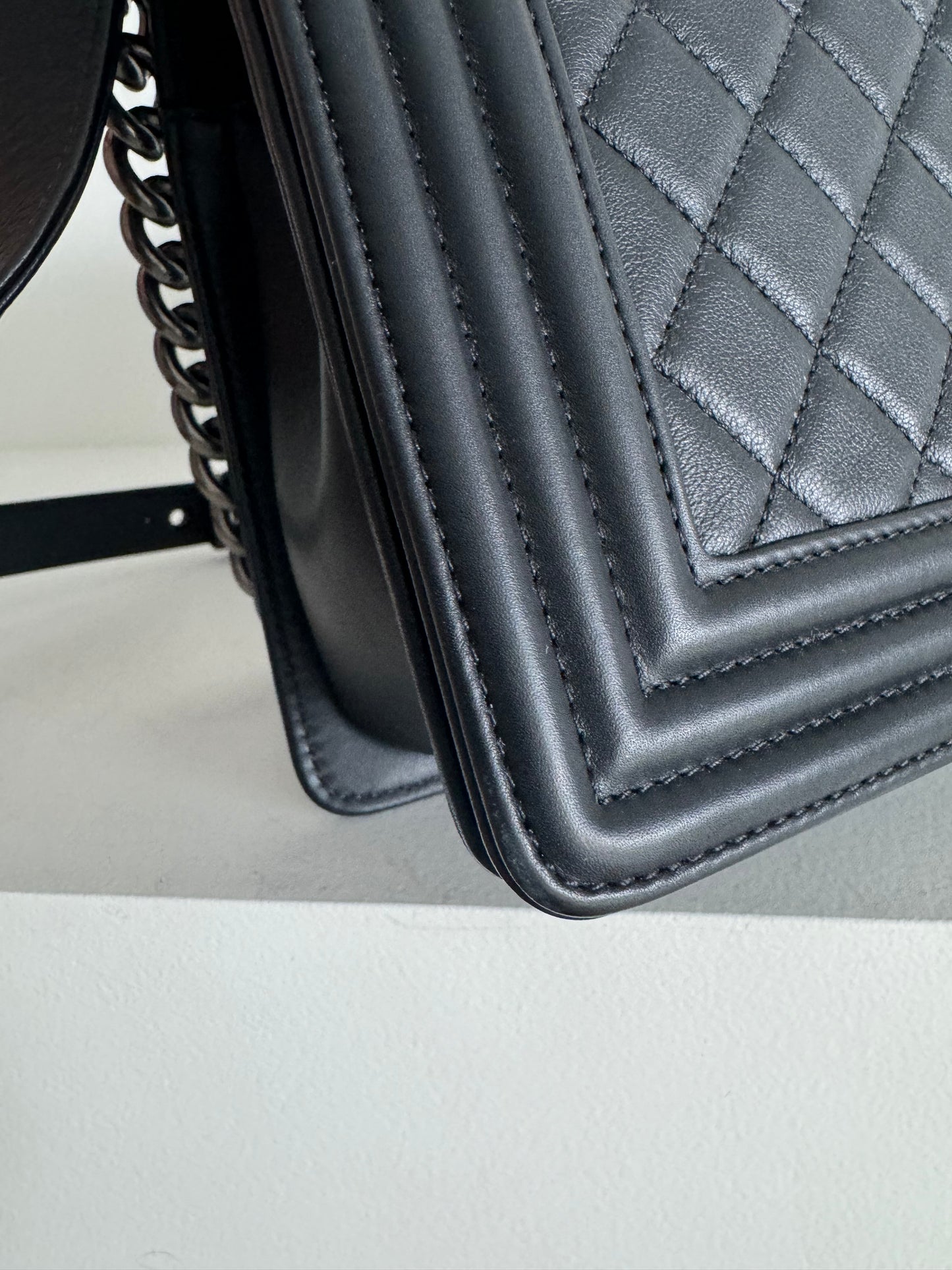 Chanel quilted old medium boy bag