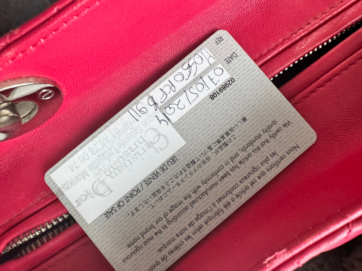 Christian Dior medium Lady, pink with signature Cannage stitching