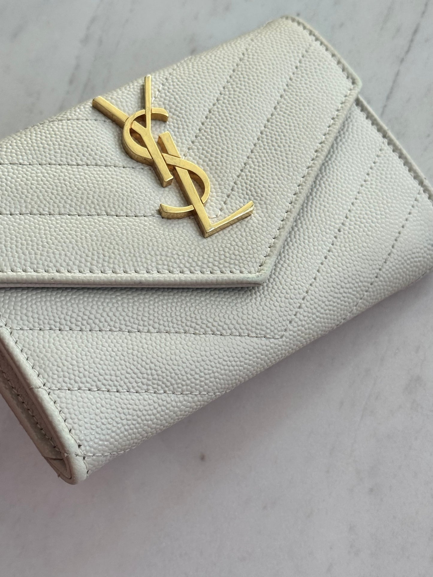 Saint Laurent Grain De Poudre Matelasse Chevron Small Monogram Envelope Wallet