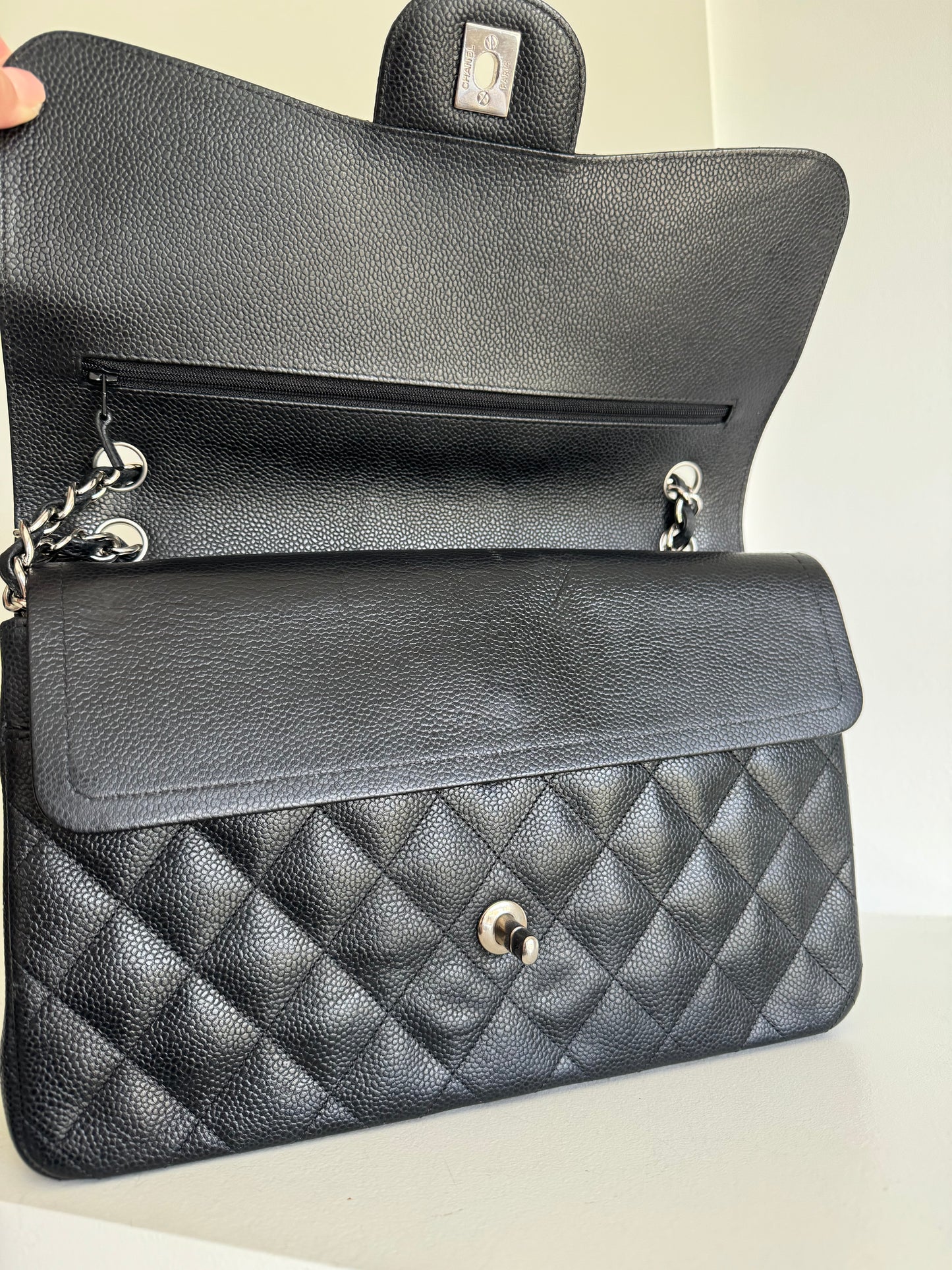 Chanel jumbo caviar double flap bag