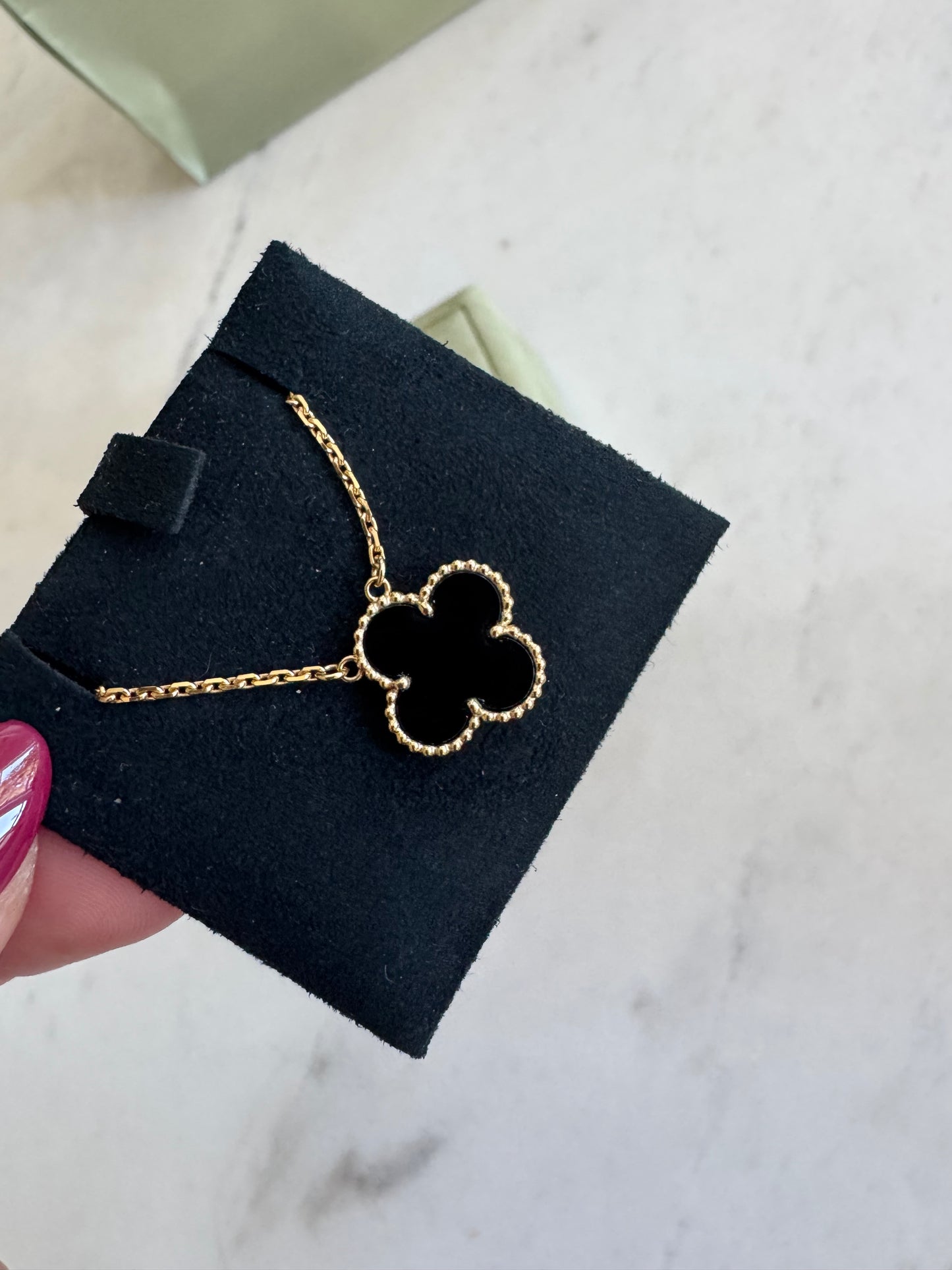Van Cleef And Arpels Alhambra Vintage Necklace, 18k Gold & Black Onyx