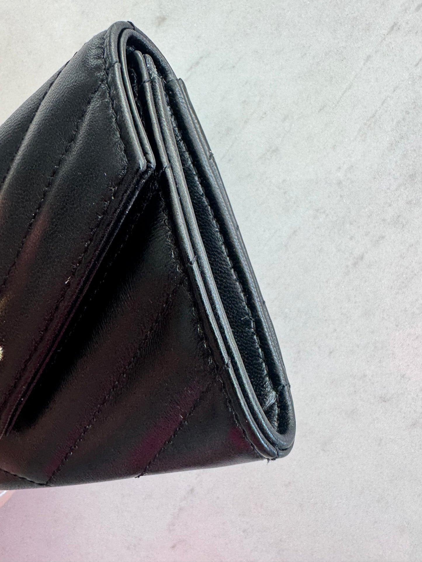 Saint Laurent Small Cassandre leather wallet, Black