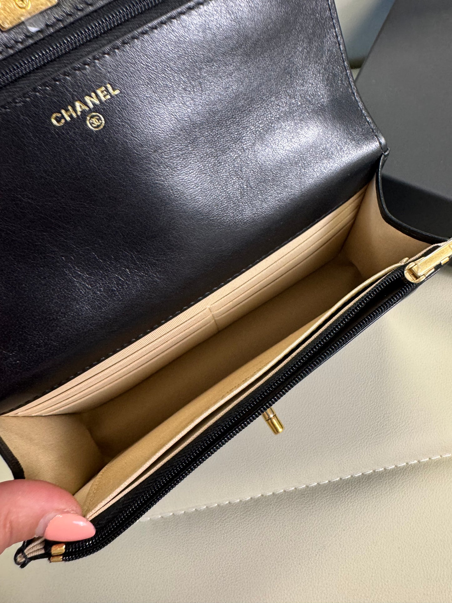 Chanel Lambskin Quilted CC Wallet On Chain WOC