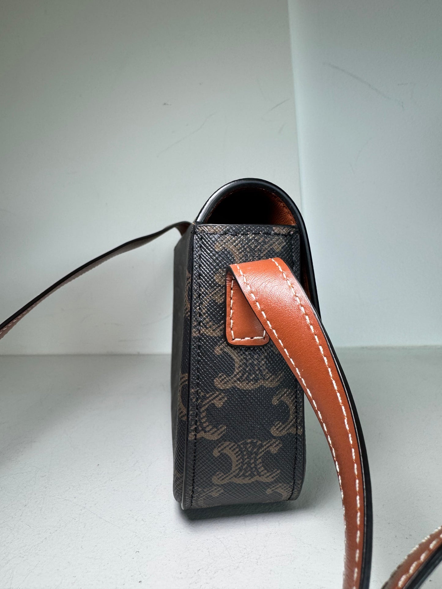 Celine Claude in Triomphe Canvas & Calfskin shoulder bag