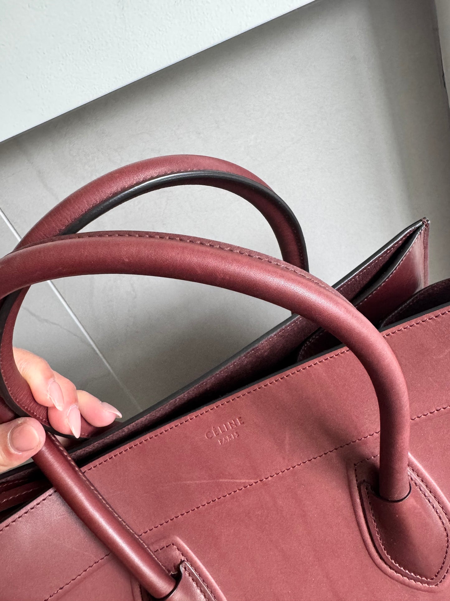 Celine medium phantom luggage bag, burgundy