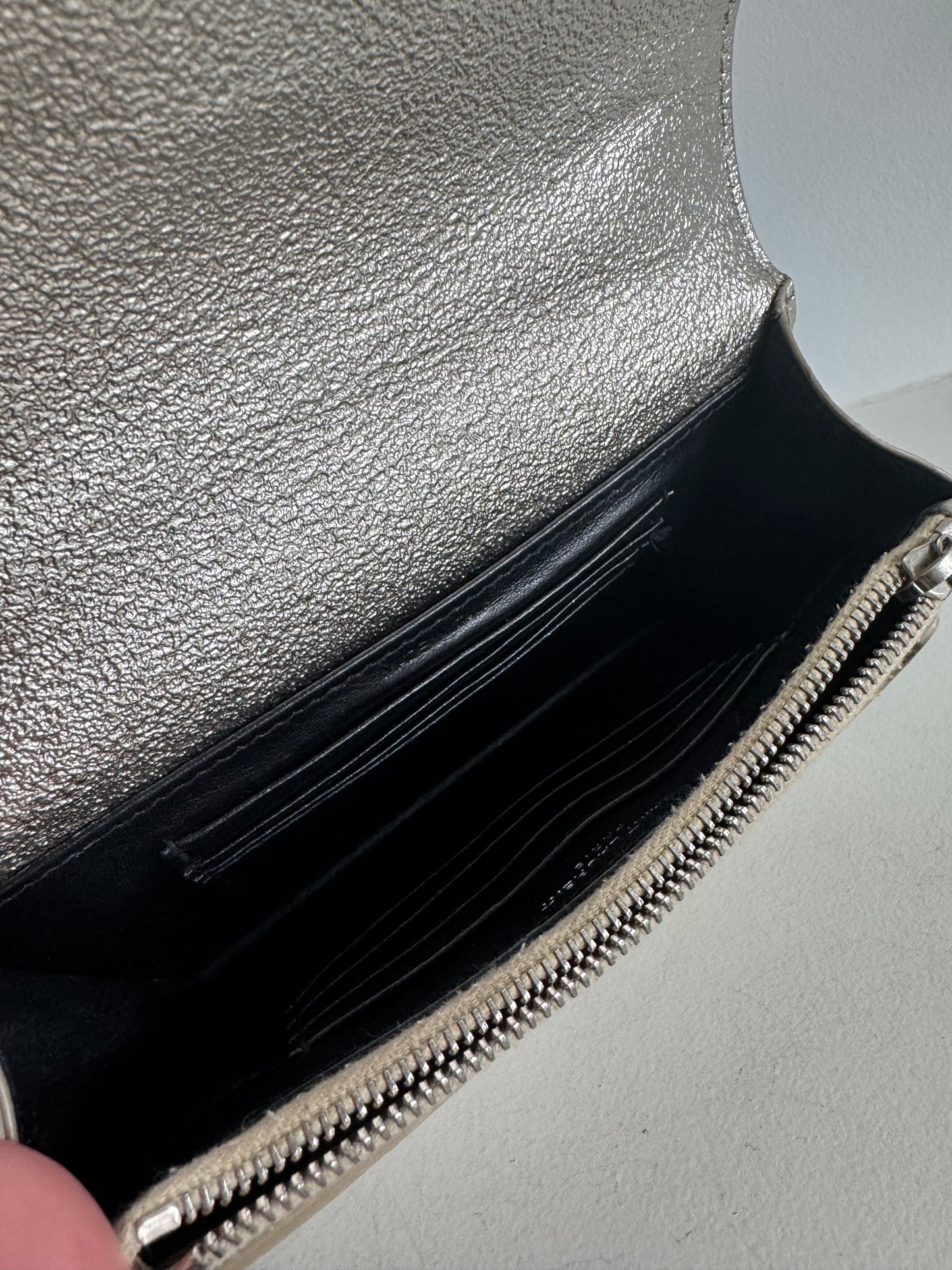 Saint Laurent Mini Sunset Metallic Silver