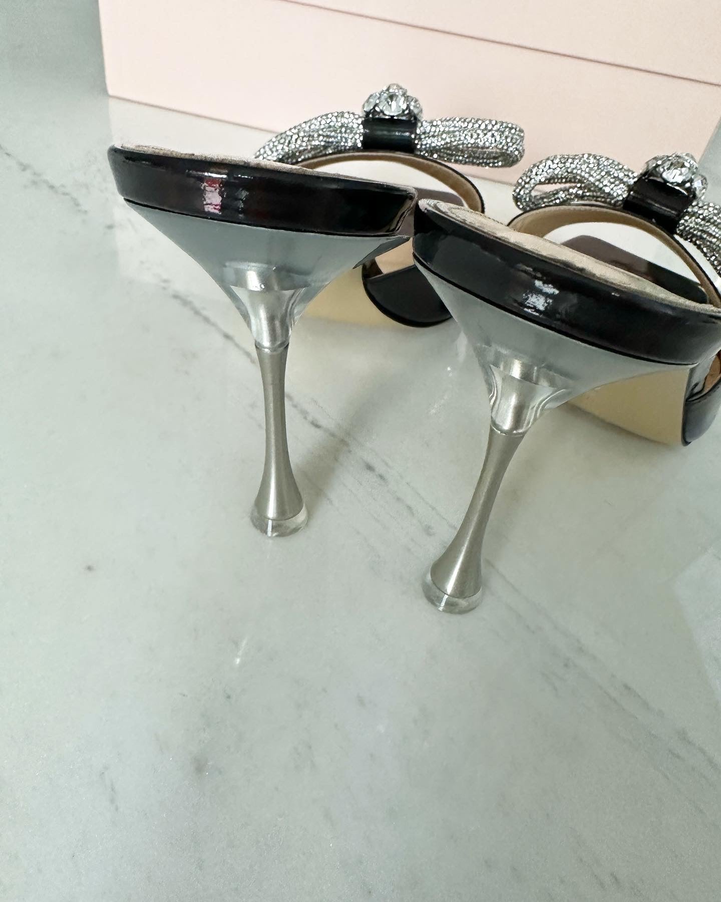 Mach & Mach double bow crystal heeled sandals