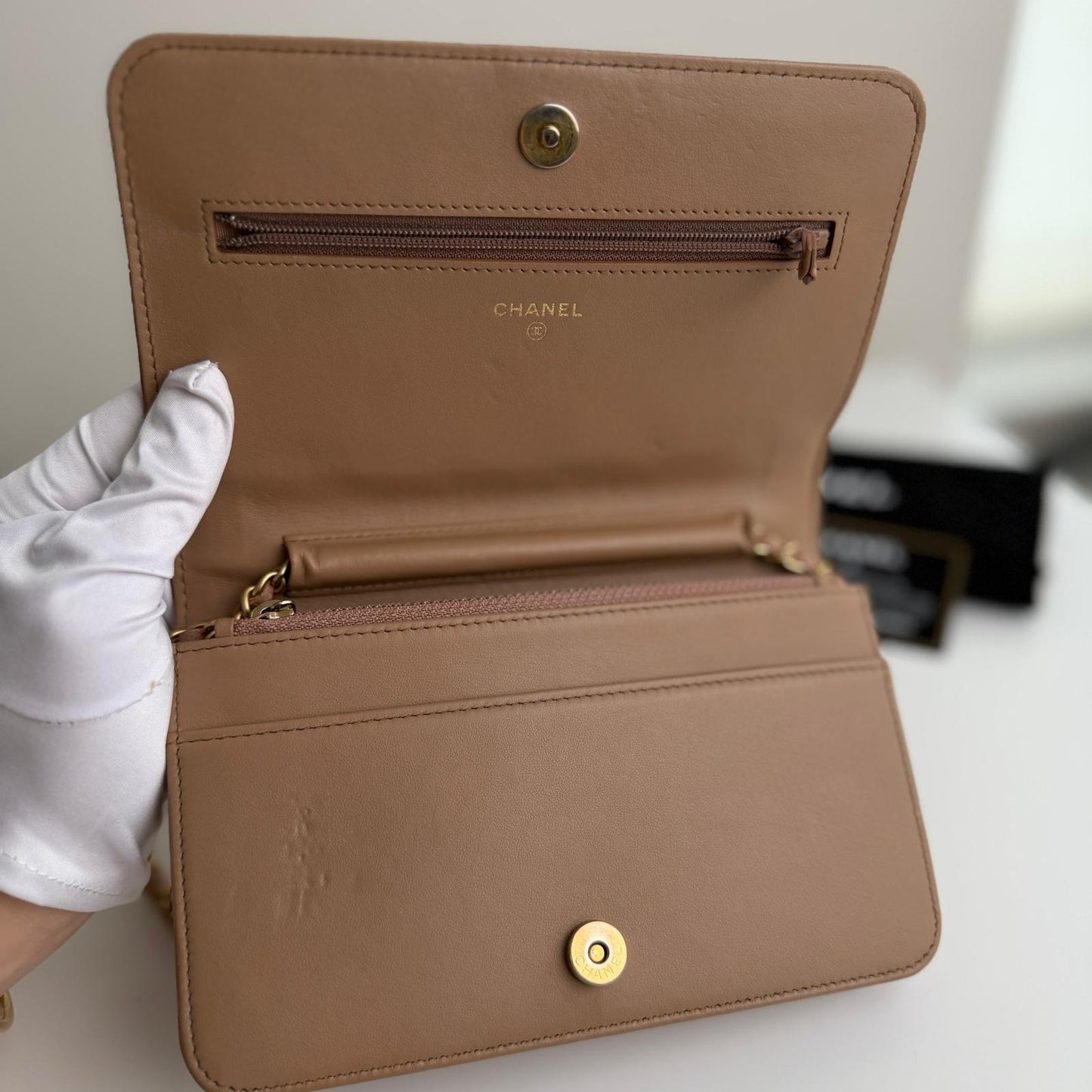 Chanel Dark Beige Boy Caviar WOC