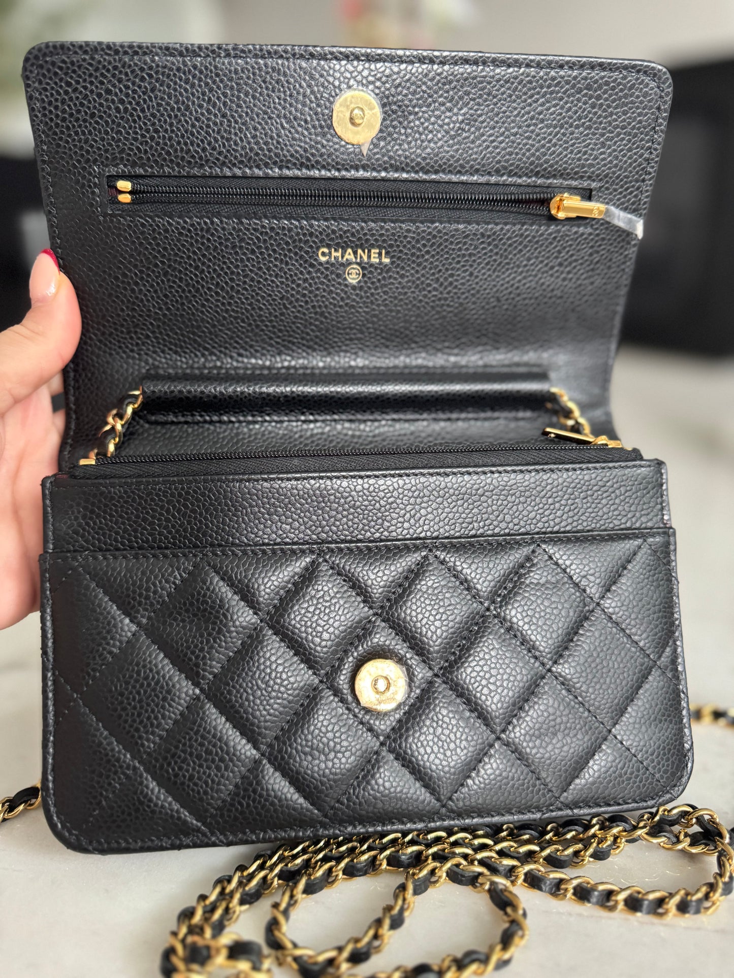 Chanel wallet on chain caviar ghw