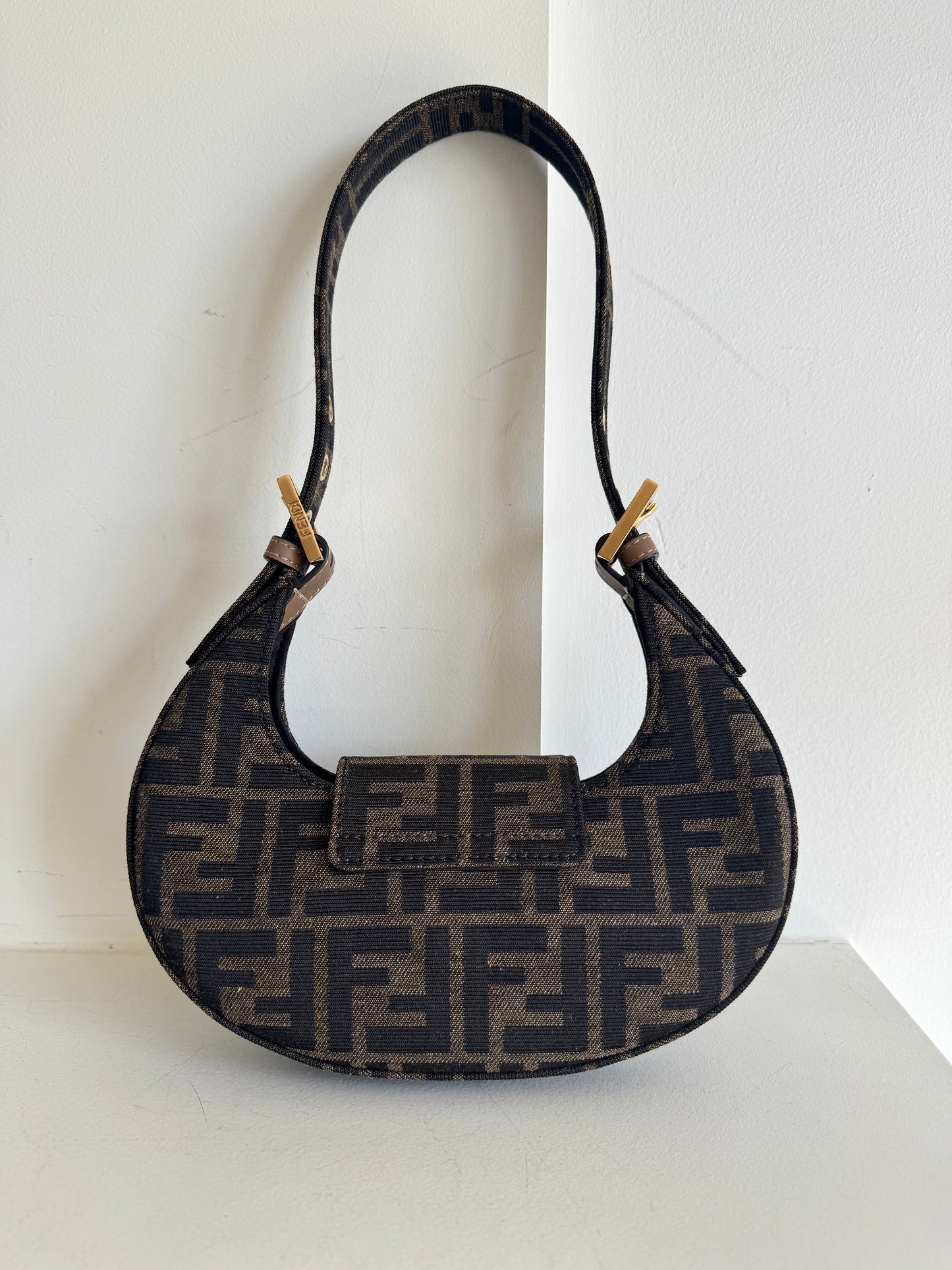 Fendi Fabric Jacquard Mini Cookie Hobo Bag