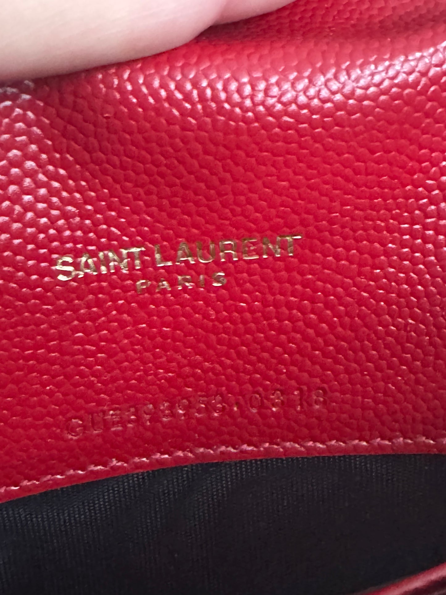 Saint Laurent envelope wallet on chain, red