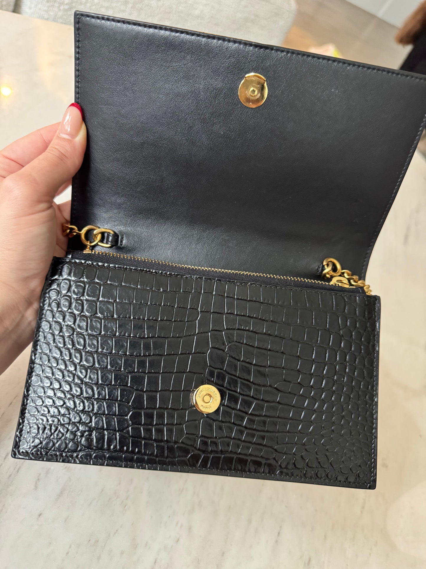Saint Laurent Croc Kate tassle Bag