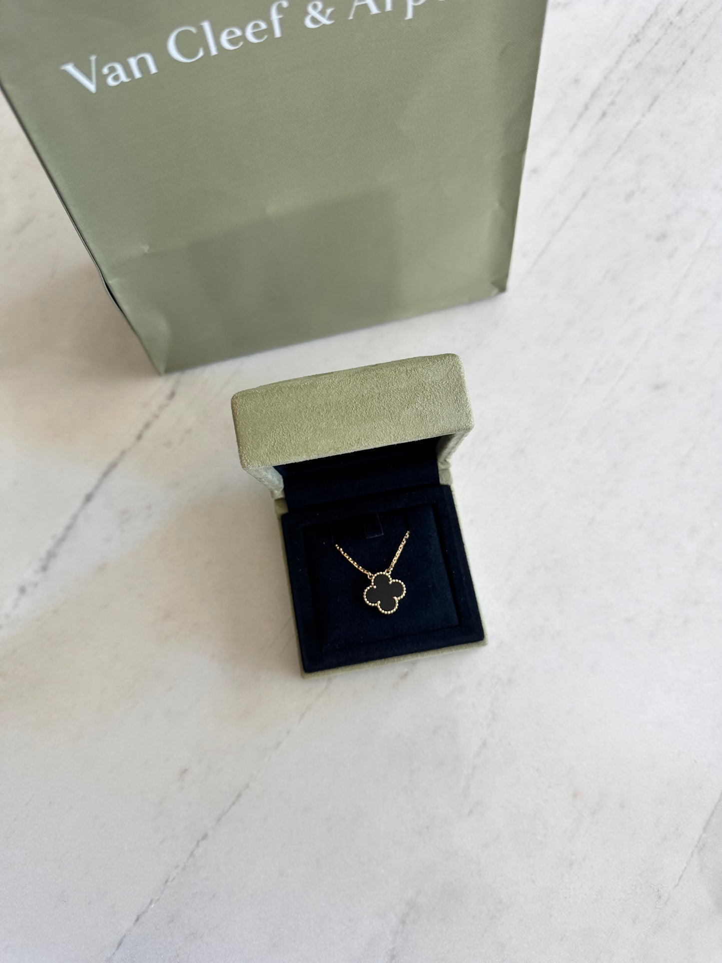 Van Cleef And Arpels Alhambra Vintage Necklace, 18k Gold & Black Onyx