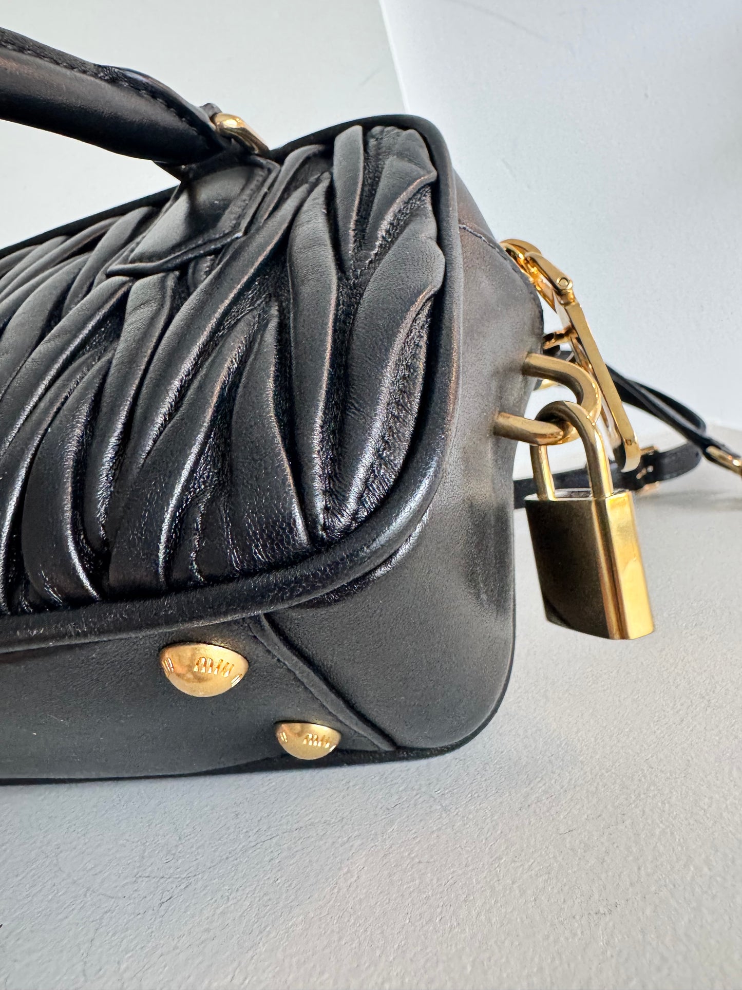 Miu Miu Nappa Matelasse Small Arcadie Black
