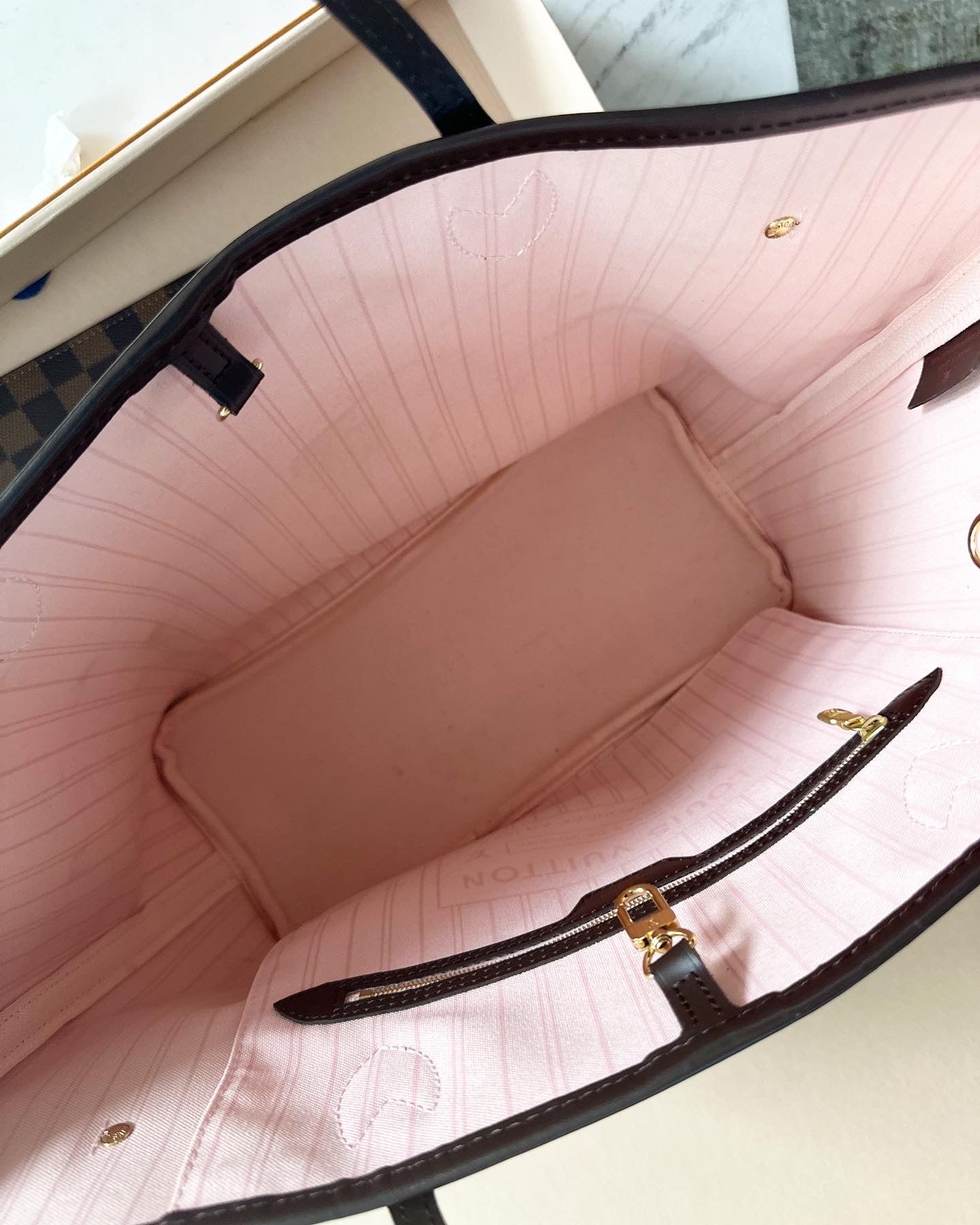 Loui vuitton neverfull mm rose ballerine
