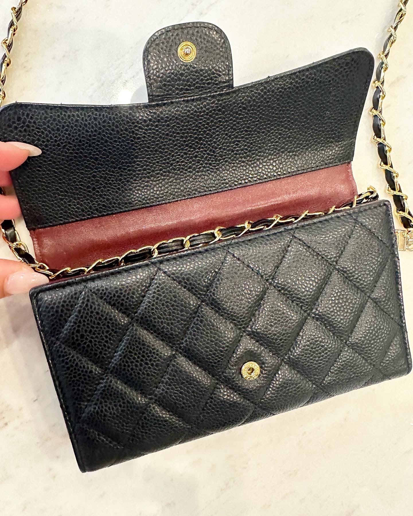 Chanel long wallet with generic chain