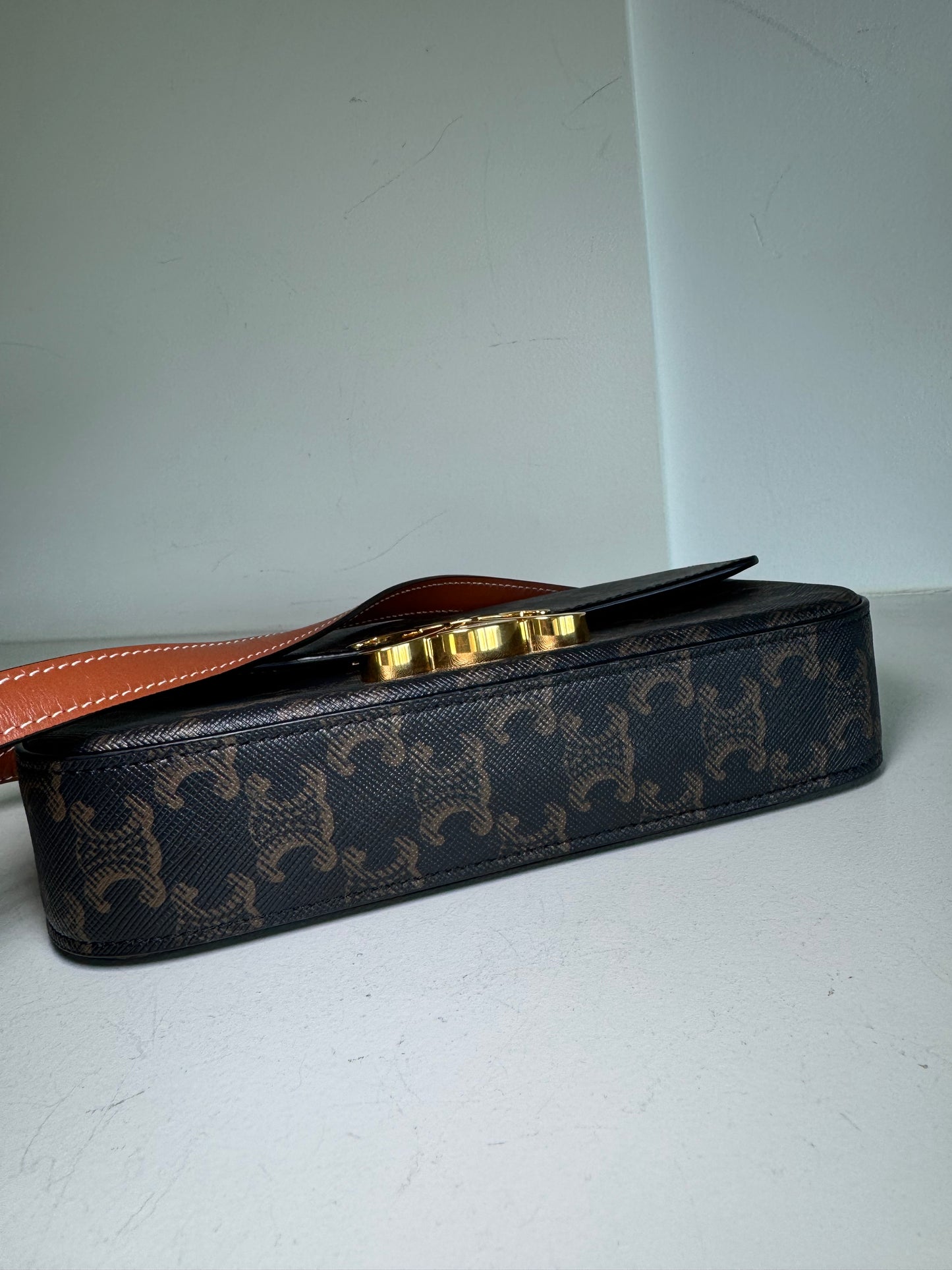 Celine Claude in Triomphe Canvas & Calfskin shoulder bag