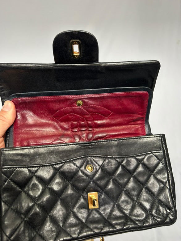 Chanel small vintage black quilted 24k gold plated hardware.