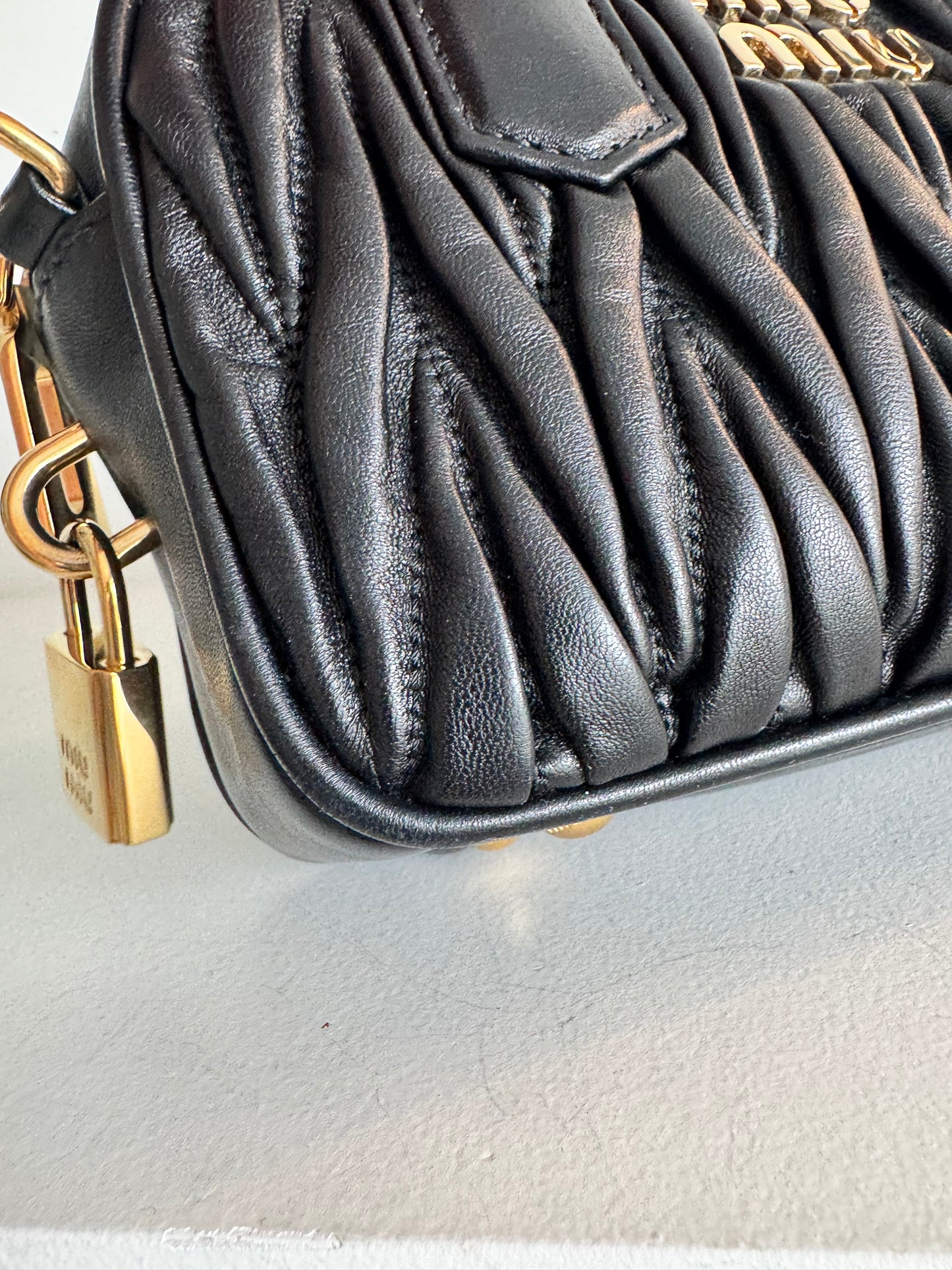 Miu Miu Nappa Matelasse Small Arcadie Black