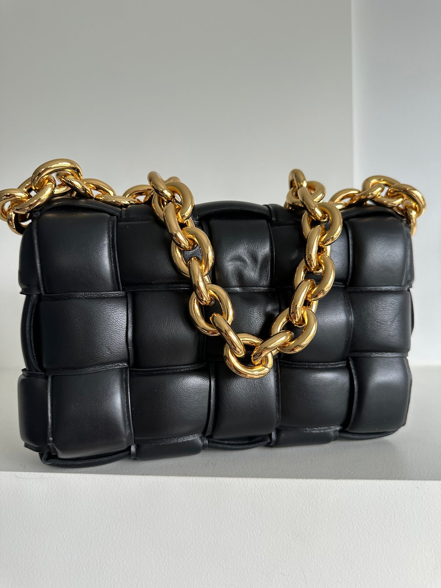 Bottega Veneta Padded chain cassette bag, black