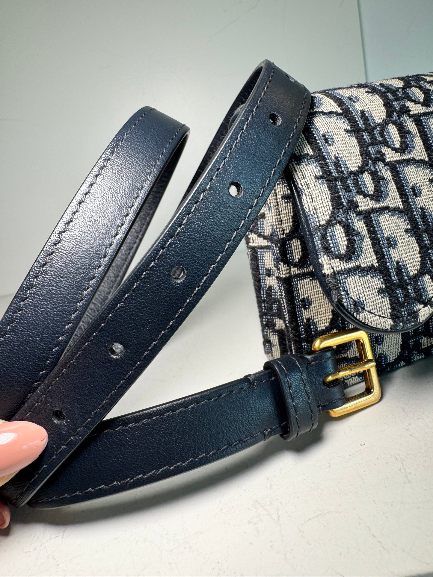 Christian Dior Oblique Saddle Belt Bag Blue