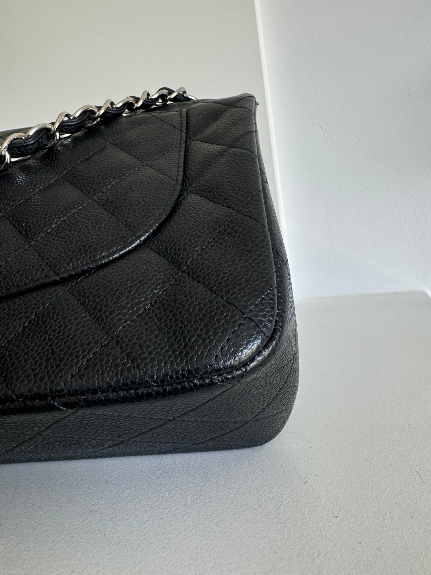 Chanel jumbo caviar double flap bag