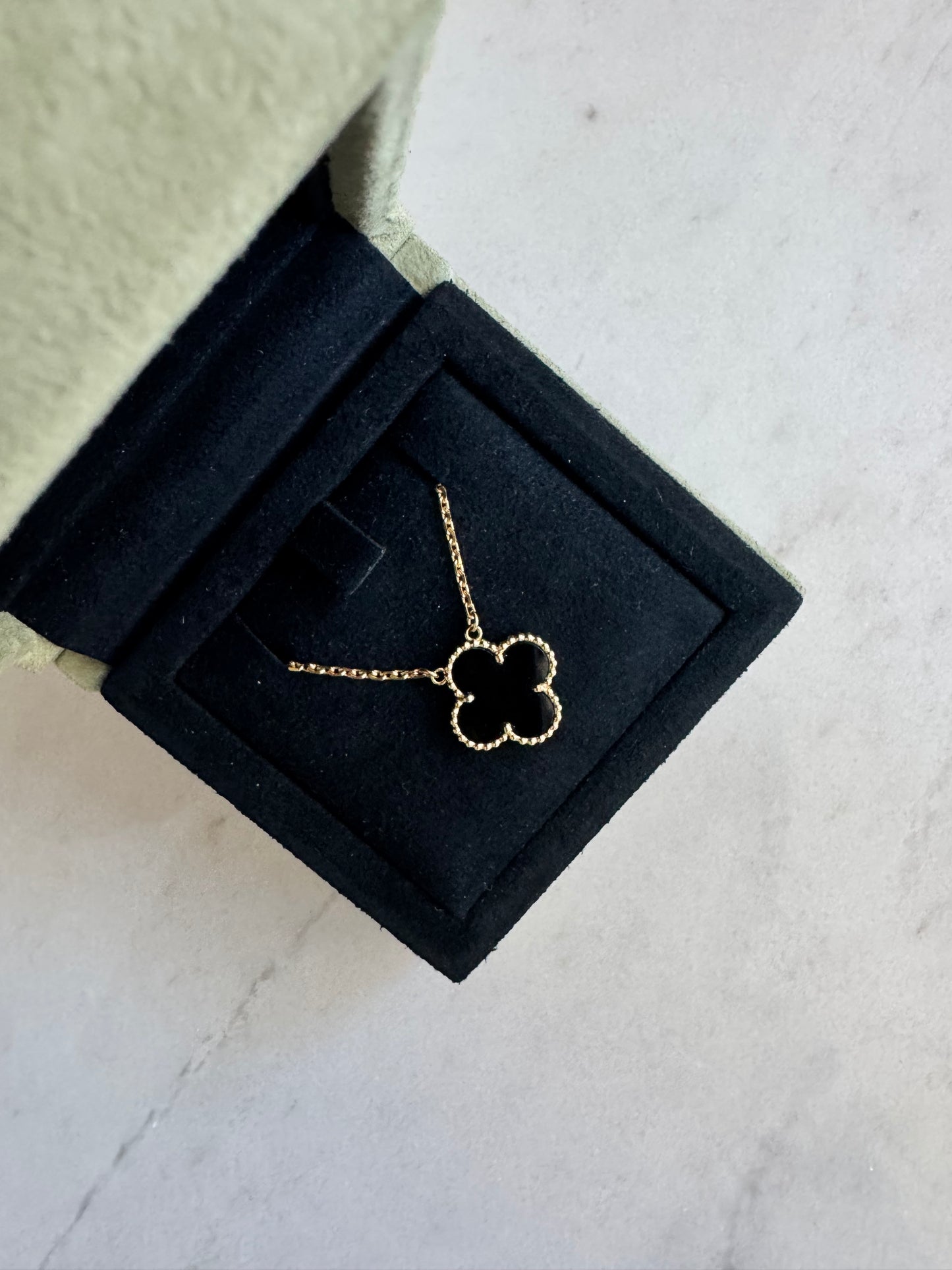 Van Cleef And Arpels Alhambra Vintage Necklace, 18k Gold & Black Onyx