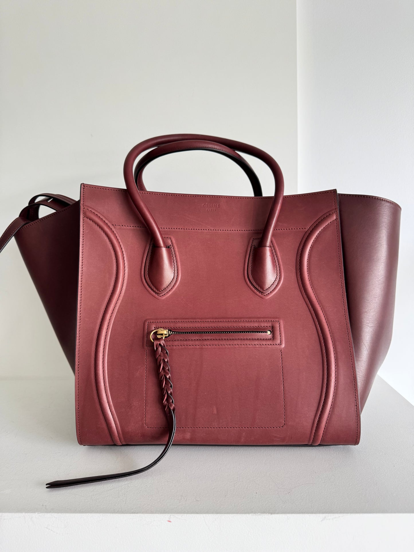 Celine medium phantom luggage bag, burgundy
