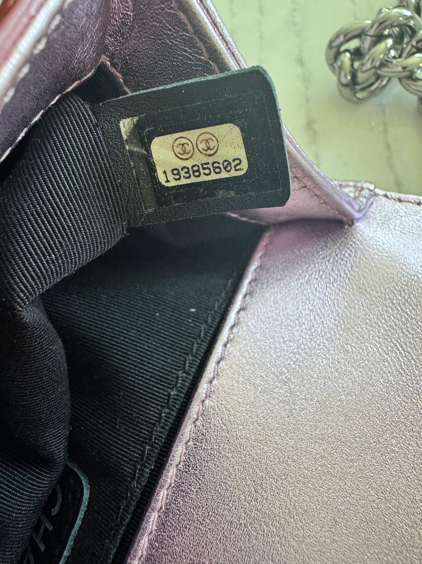 Chanel Metallic Patent Calfskin Quilted Small Boy Flap, Pink