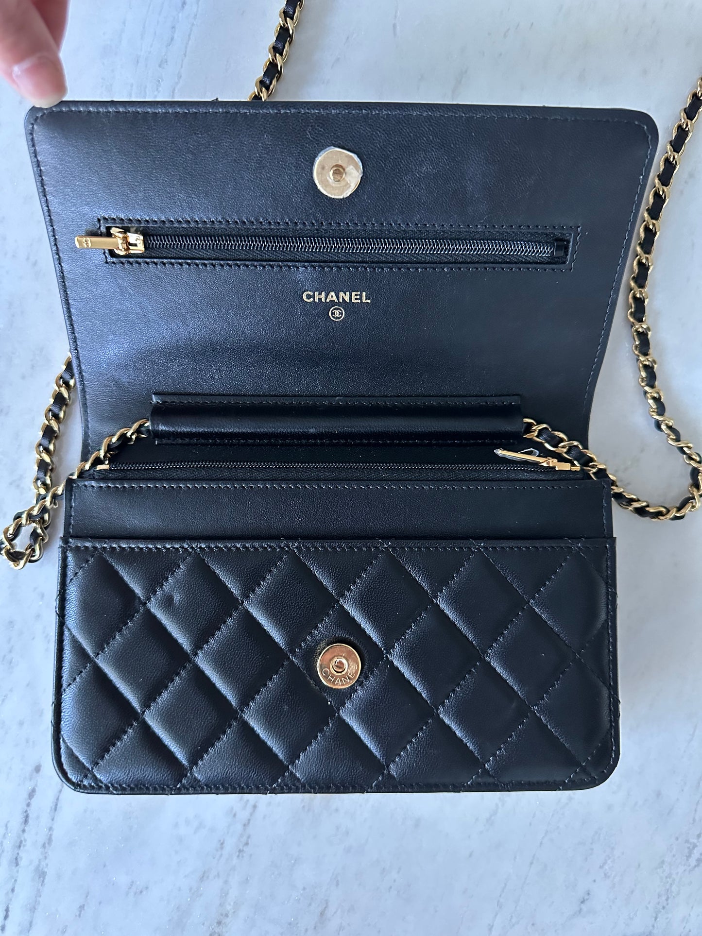 Chanel lambskin woc with ghw