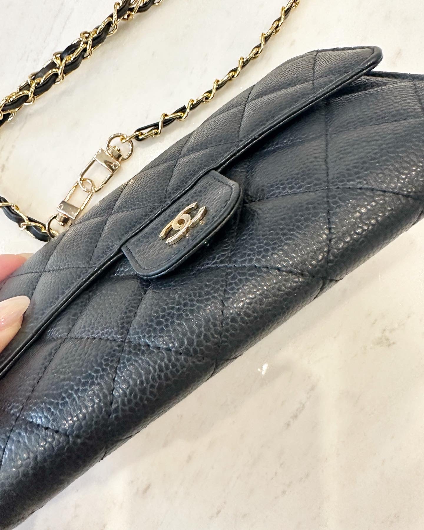Chanel long wallet with generic chain