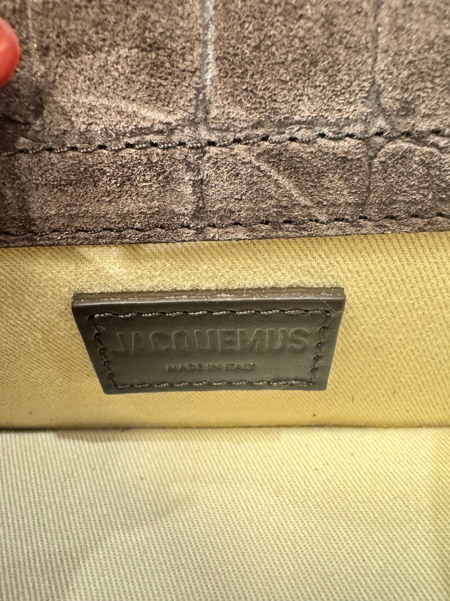 Jacquemus Le Bambino mini bag in crocodile/ suede
