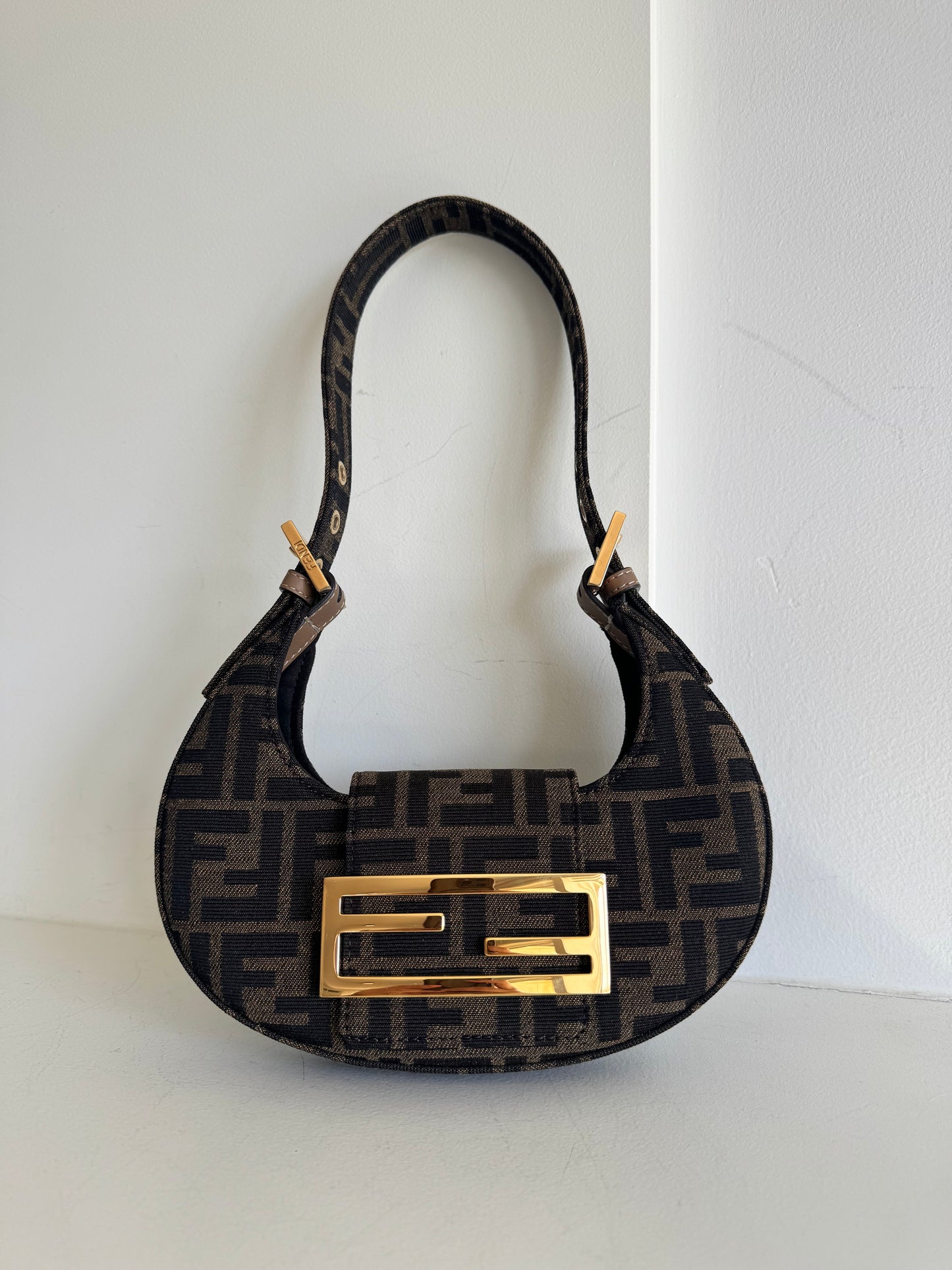 Fendi Fabric Jacquard Mini Cookie Hobo Bag