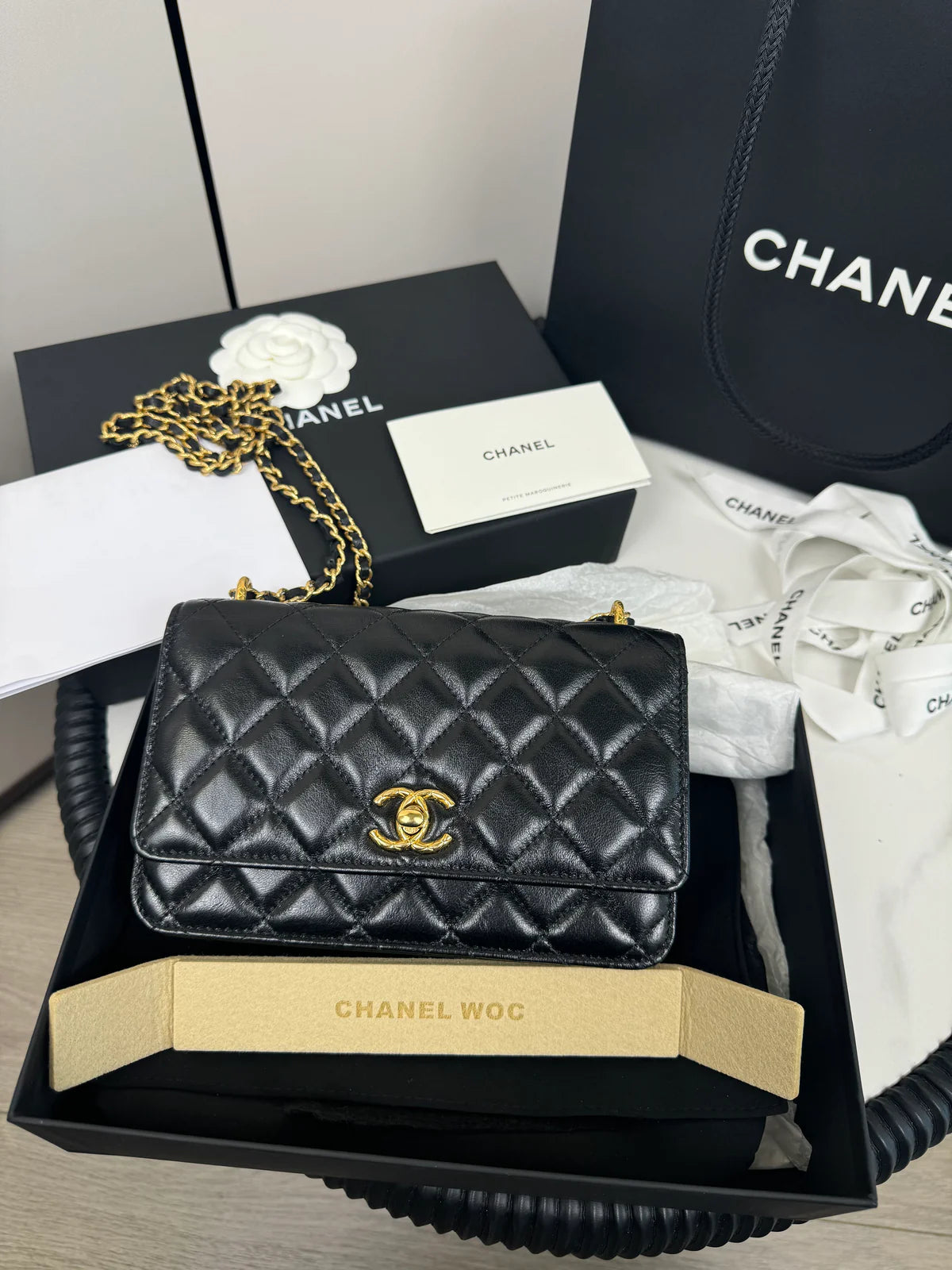 Chanel Lambskin Quilted CC Wallet On Chain WOC