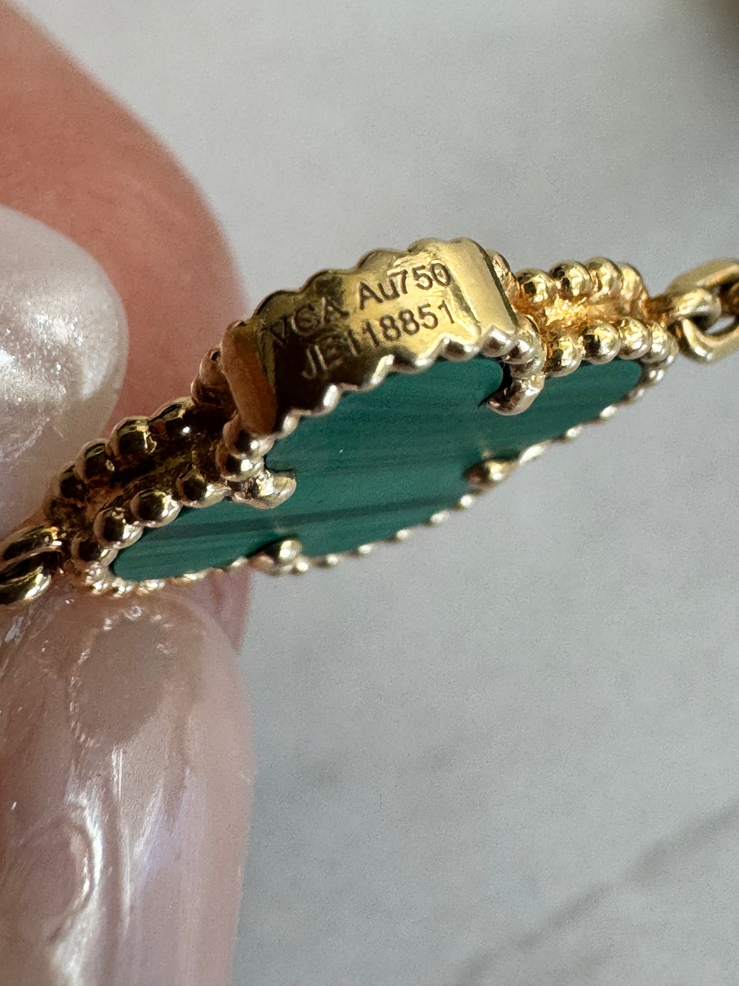 Van Cleef & Arpels Vintage Alhambra 5 Motif Bracelet, Malachite