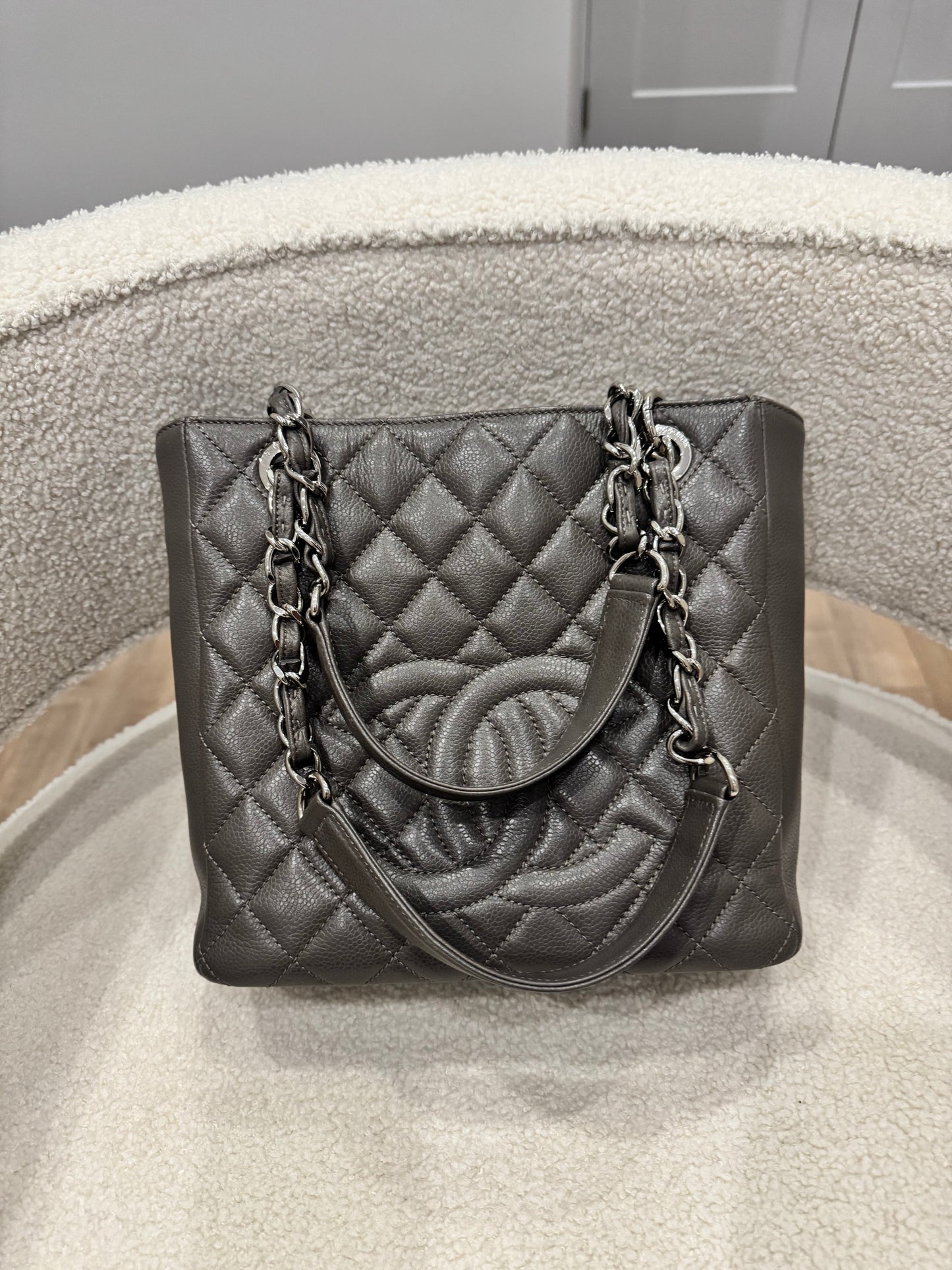 Chanel Grey Caviar PST Tote Bag