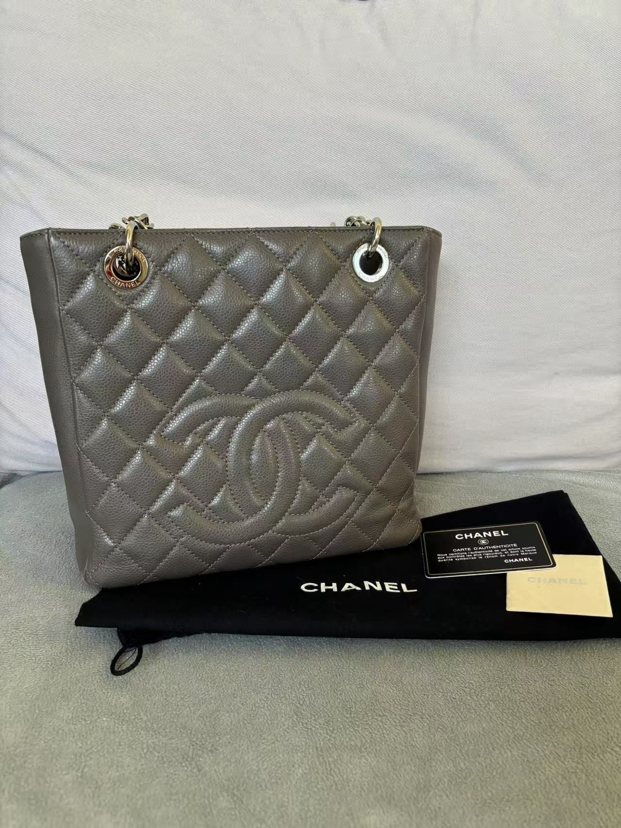 Chanel Grey Caviar PST Tote Bag