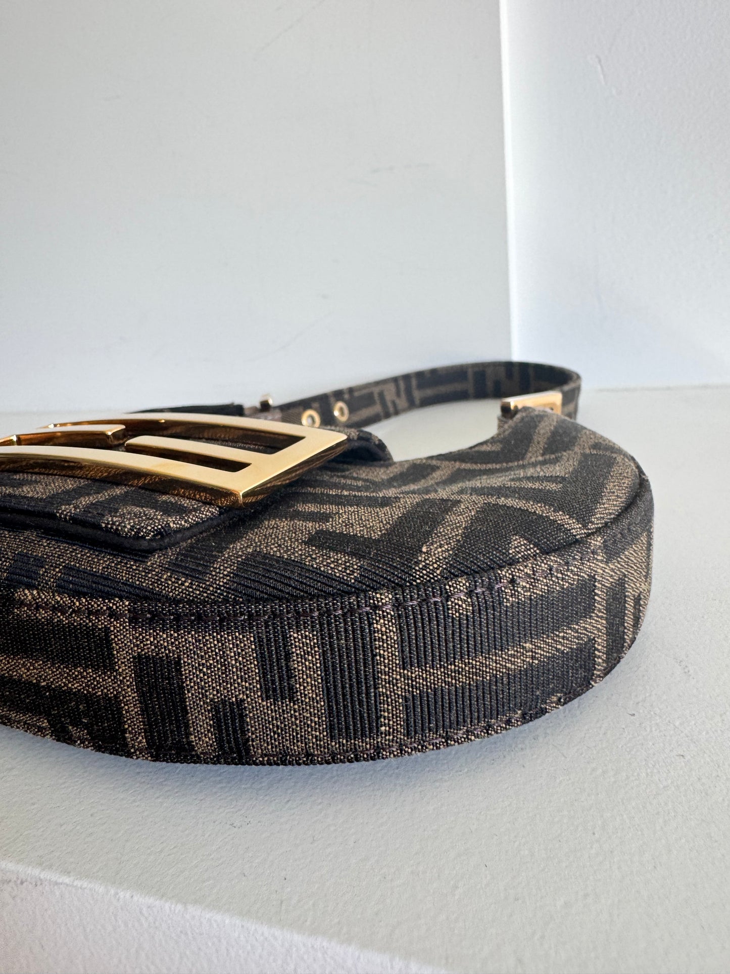 Fendi Fabric Jacquard Mini Cookie Hobo Bag