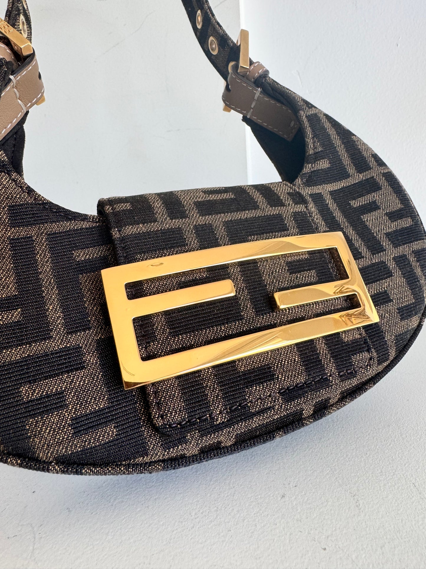 Fendi Fabric Jacquard Mini Cookie Hobo Bag