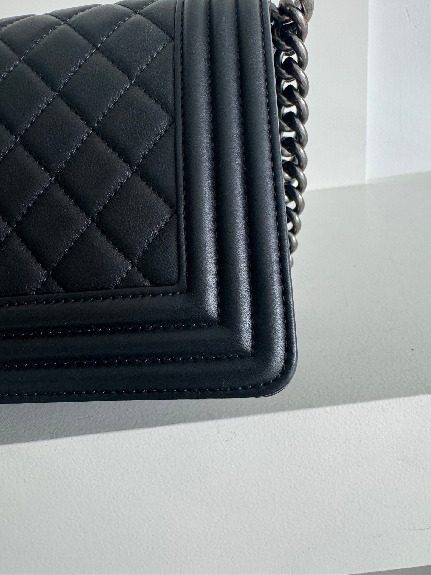 Chanel quilted old medium boy bag