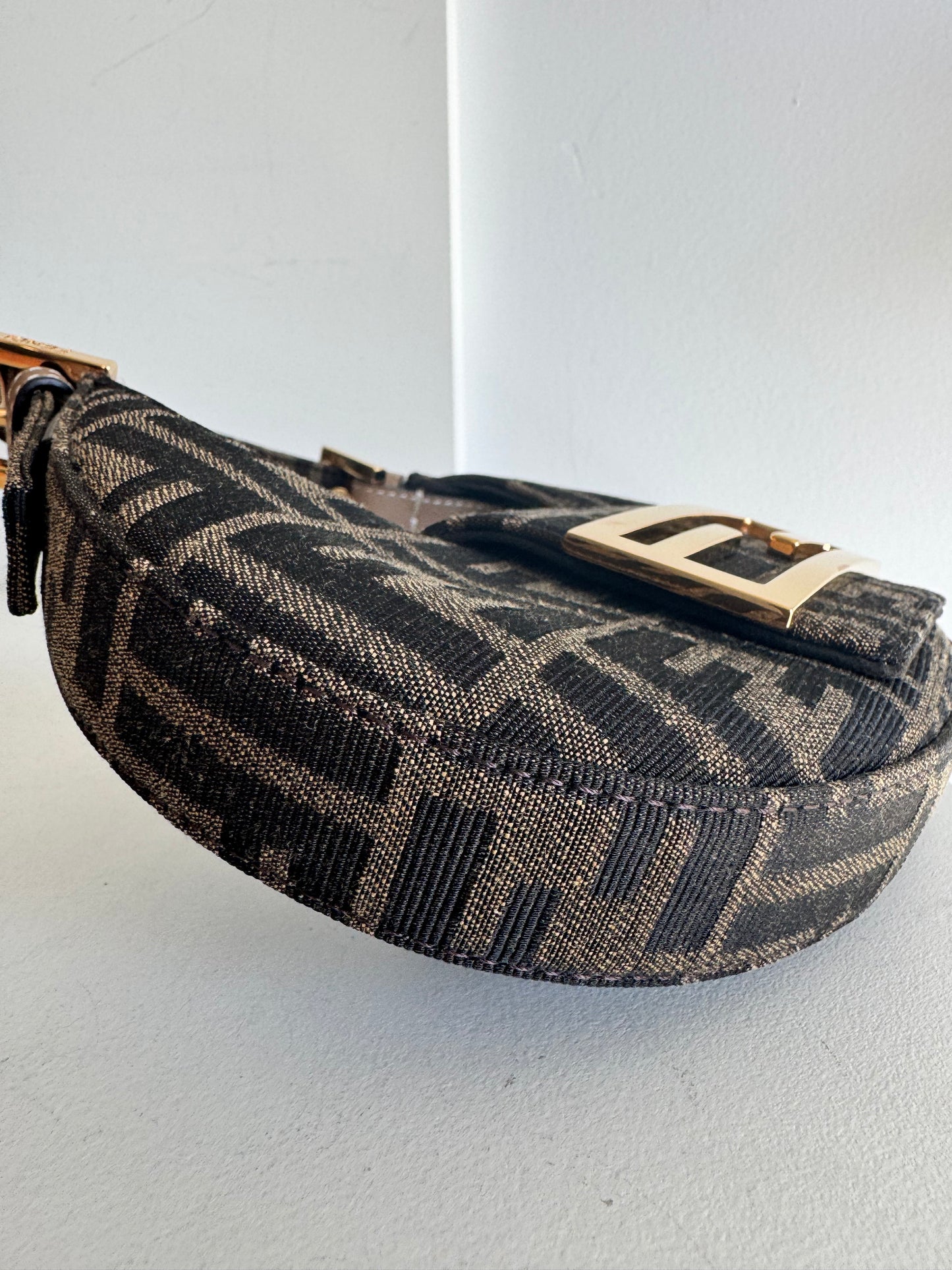 Fendi Fabric Jacquard Mini Cookie Hobo Bag