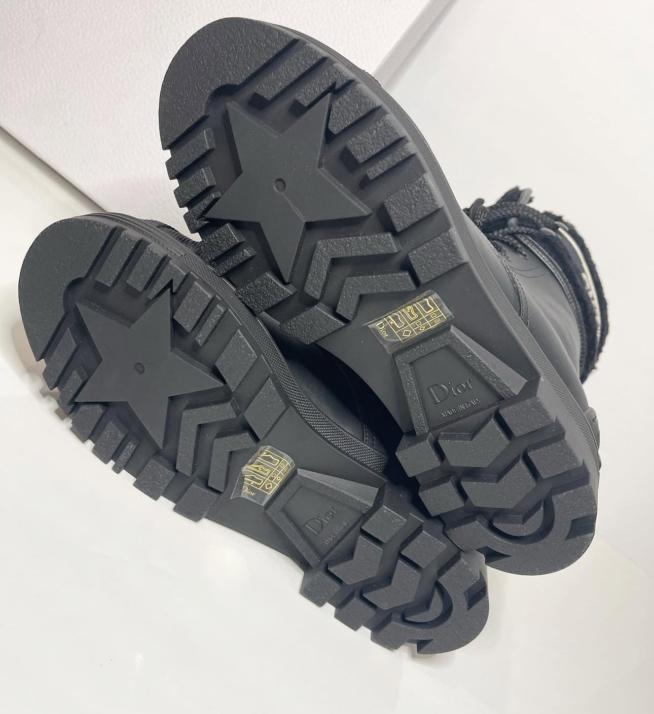 CHRISTIAN DIOR Major Shearling-Trimmed Leather Combat Boots