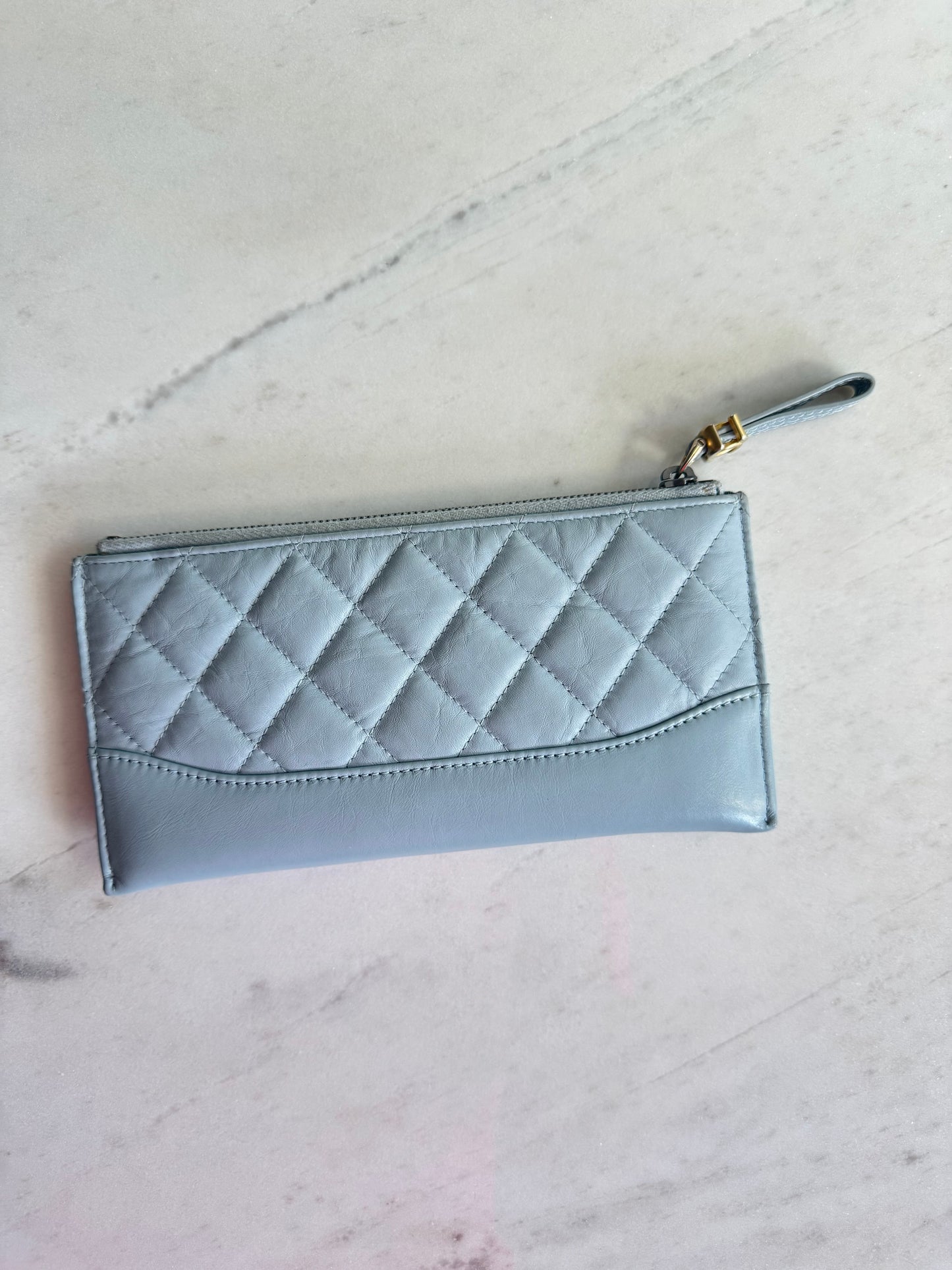 Chanel gabrielle long wallet light blue